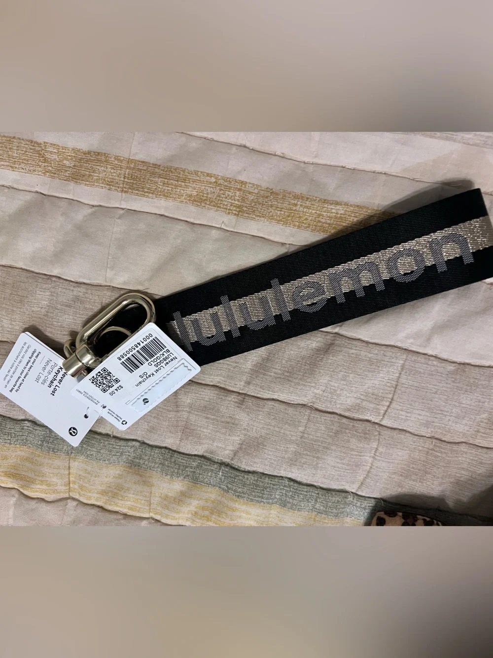 lululemon athletica Black and Gold Neverlost Keychain Strap